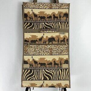 JADE African Safari Animal Print Foldable Rolling Luggage Cart Carry On Bag MINT